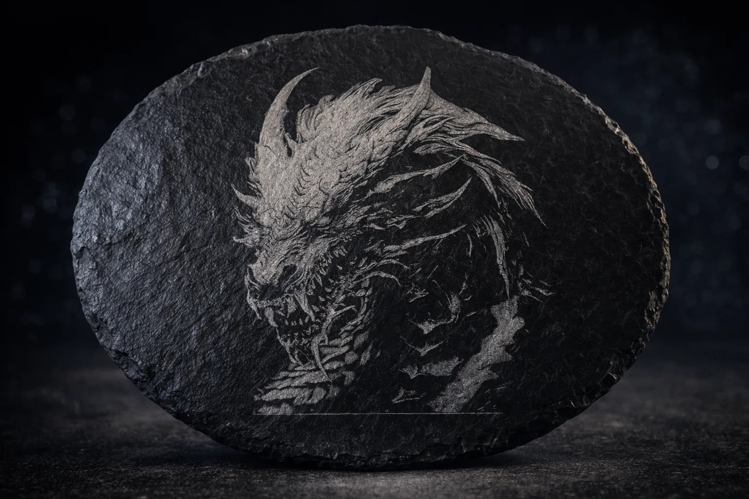 Portrait engraving on oval slate