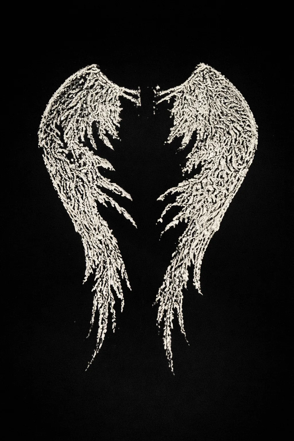 Symbolic wings engraved into slate